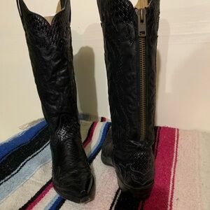 Stetson Black Leather Heeled Boots